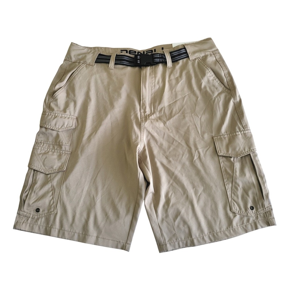 Denali Hybrid Cargo Shorts Mens 36 Khaki Tan Belted Stretch Performance New